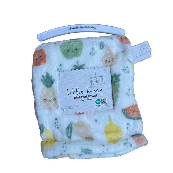 Baby Blanket Fruit Apple Strawberry Pear Watermelon Unisex Infant Little Honey - Picture 3 of 4